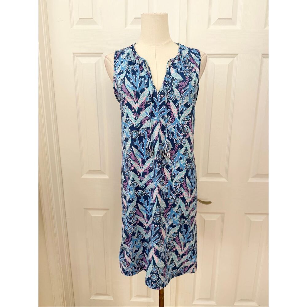 Lilly Pulitzer Blue Purple Barton Star Gazing Johana Sleeveless Coverup Dress XS